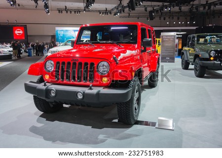 Los Angeles, CA - November 19, 2014: Jeep Wrangler 2015  on display at the LA  Auto Show