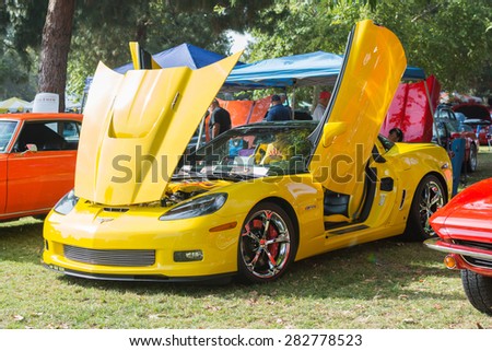 Woodland Hills, CA, USA - May 30, 2015: Corvette Z06 car on dislplay during 12th Annual LAPD Car Show & Safety Fair.