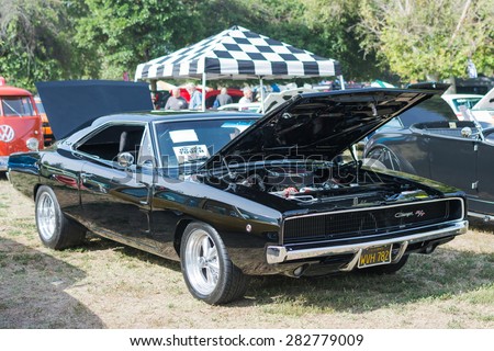 Woodland Hills, CA, USA - May 30, 2015: Dodge Charger RT car on display during 12th Annual LAPD Car Show & Safety Fair.