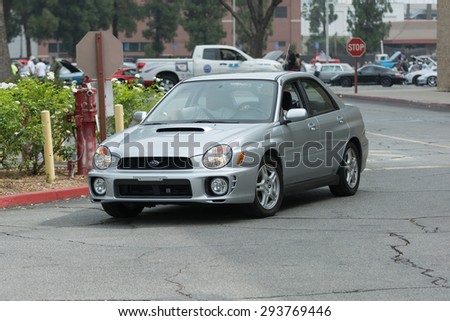 Woodland Hills, CA, USA - July 5, 2015: Subaru Impreza car on display at the Supercar Sunday car event.