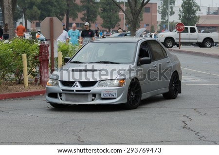 Woodland Hills, CA, USA - July 5, 2015: Mitsubishi car on display at the Supercar Sunday car event.