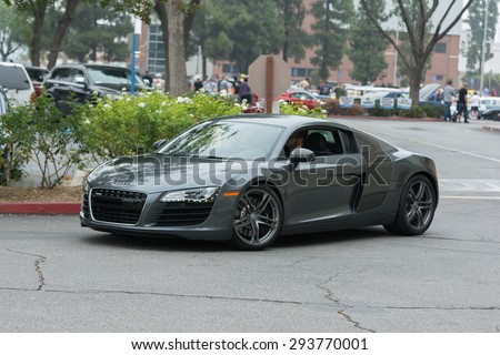 Woodland Hills, CA, USA - July 5, 2015: Audi R8 Coupe car on display at the Supercar Sunday car event.