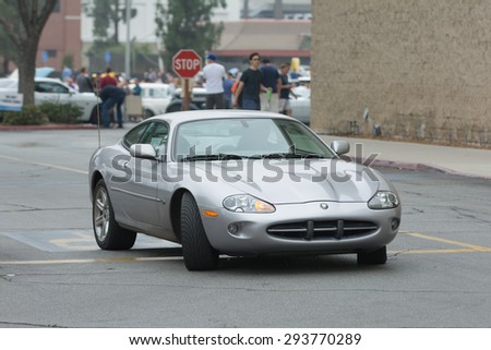 Woodland Hills, CA, USA - July 5, 2015: Jaguar XK8 car on display at the Supercar Sunday car event.