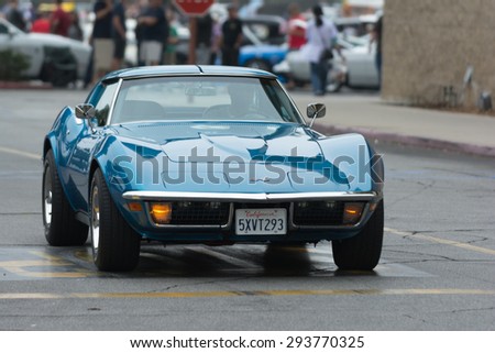 Woodland Hills, CA, USA - July 5, 2015: Corvette Stingray car on display at the Supercar Sunday car event.