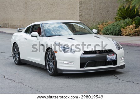 Woodland Hills, CA, USA - July 19, 2015:  Nissan GT-R car on display at the Supercar Sunday car event.
