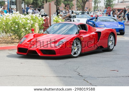 Woodland Hills, CA, USA - July 19, 2015:  Ferrari Enzo car on display at the Supercar Sunday car event.