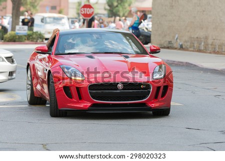 Woodland Hills, CA, USA - July 19, 2015:  Jaguar F-TYPE car on display at the Supercar Sunday car event.