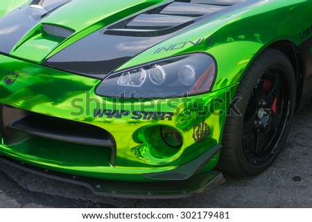 Anaheim, CA, USA - August 1, 2015: Dodge Viper car on display during Auto Enthusiast Day car show.