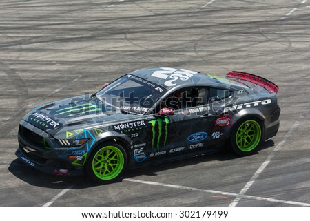 Anaheim, CA, USA - August 1, 2015: Monster Energy Ford Mustang RTR during Auto Enthusiast Day car show.