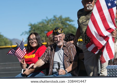 Mission Hills, USA - November 11, 2015: American veteran during The San Fernando Valley Veterans Day Parade