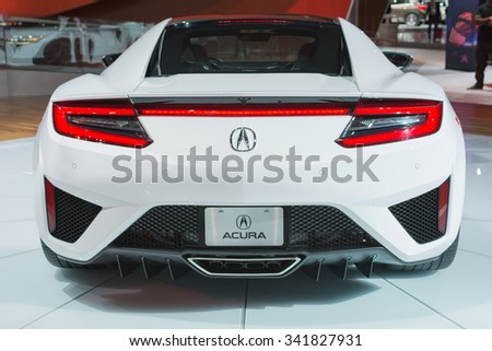 Los Angeles, USA - November 18, 2015: Acura NSX 2017 on display during the 2015 Los Angeles Auto Show.