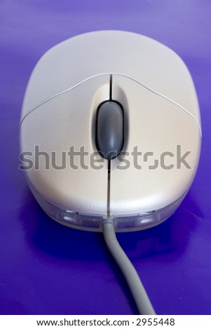 grey PC mouse isolated on blue