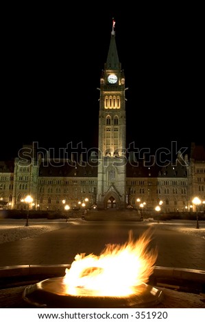 Parliament Building in Ottawa, Canada and  eternal flame