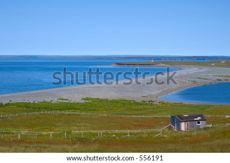 fishermen house on coastline of Newfoundland, Canada
