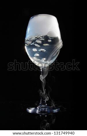 glass with the effect of dry ice