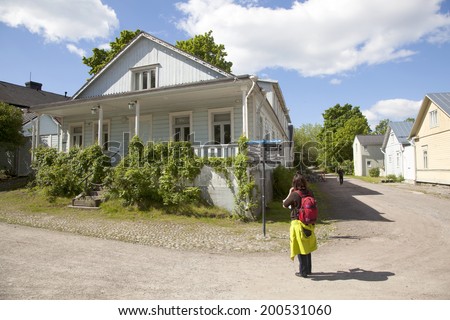HELSINKI, FINLAND, JUNE 15 2014: old wooden Russian houses on the fortress island of Suomenlinna near Helsinki