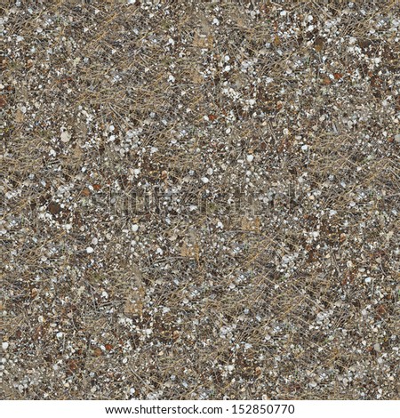 Seamless Texture of the Soil Post-apocalyptic Period with Pieces of Rusted Metal, Broken Glass, Dry Stems of Herb and Shells. Large Size.