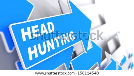 Headhunting - Business Background. Blue Arrow with \