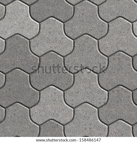 Gray Pavement Consisting Of Three Combined Hexagons. Seamless Tileable Texture.