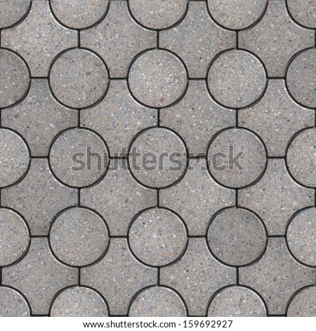 Gray Round and Truncated Square Paving Slabs. Seamless Tileable Texture.