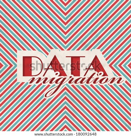 Data Migration Concept on Red and Blue Striped Background. Vintage Concept in Flat Design.