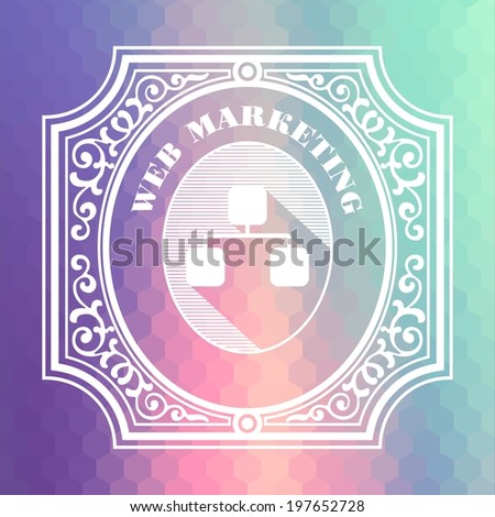 Web Marketing Concept. Vintage design. Color Flow Hexagonal Background.