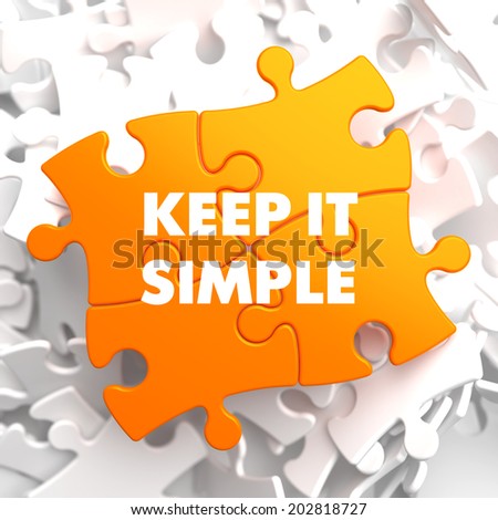 Keep it Simple on Yellow Puzzle. On White Background.