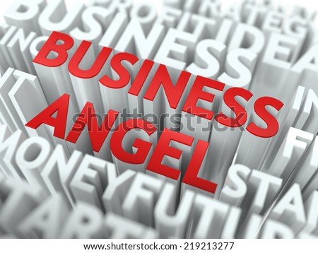 Business Angel- Red Word on White Wordcloud Concept.