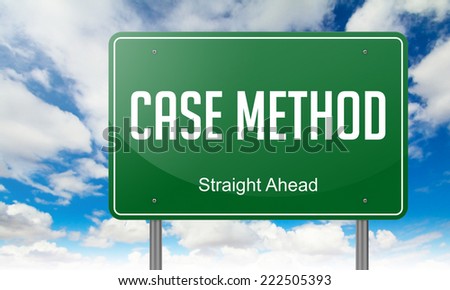 Highway Signpost with Case Method wording on Sky Background.