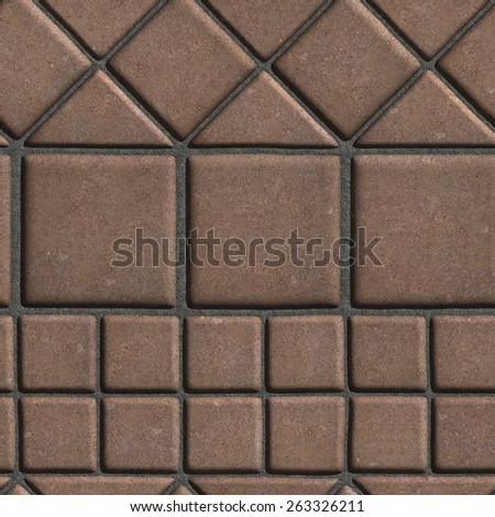 Brown Paving Slabs of the Figures Different Geometrical Shape. Seamless Tileable Texture.