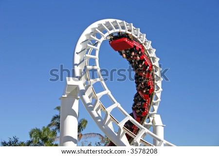 The thrills of a 360 degree turn on a rollercoaster.