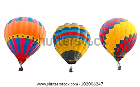 Colorful Hot Air Balloons Isolated On White Background
