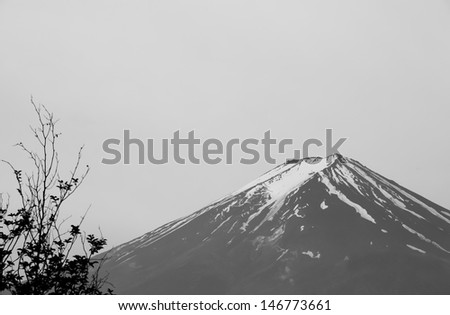 Mt Fuji minimal style, black and white