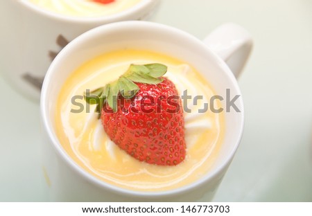 strawberry on jelly cup in the cafe