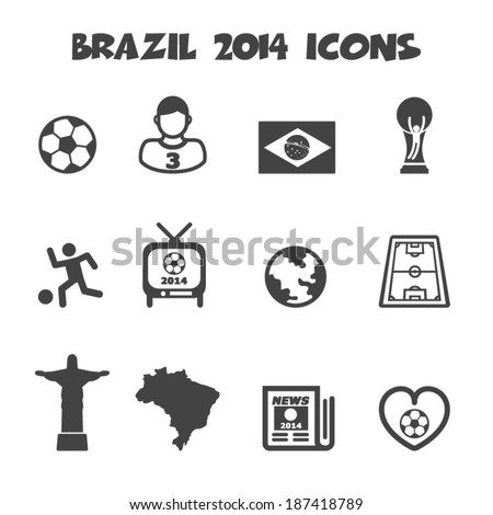 brazil 2014 icons mono vector symbols brazil 2014 icons mono vector symbols