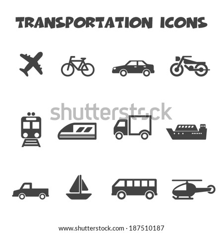 transportation icons, mono vector symbols