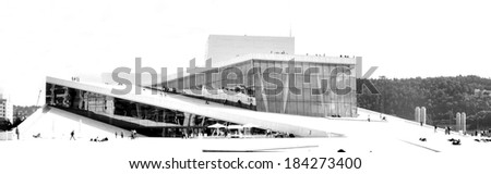 OSLO, NORWAY - AUGUST 17: View on a side of the National Oslo Opera House on August 17, 2012 in Oslo, Norway, wich was opened on April 12, 2008.