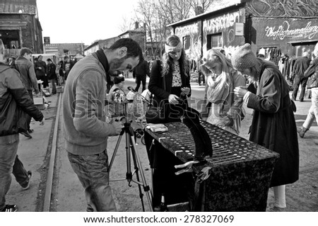 BERLIN - March 1st: Flowmarkt  (flea market). Taking place from April till October on every first and third Sunday on March 1 2015 in Berlin, Germany.