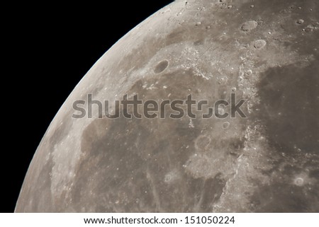 real astronomic picture of the moon surface taken using a great telescope