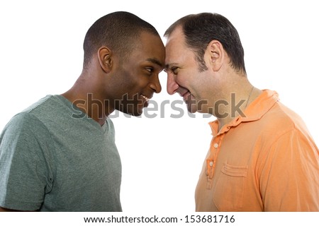 Gay Couple. Older Russian man with younger black male.