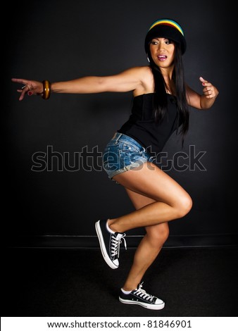 female hip hop dancer posing with gestures