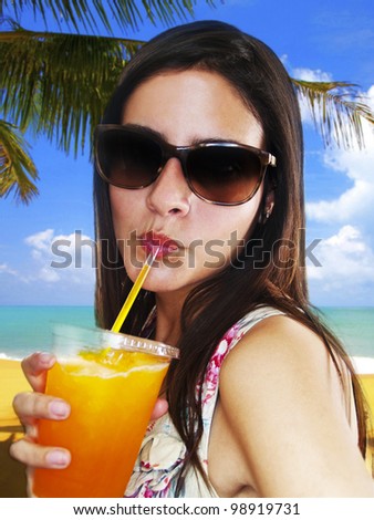 Girl Drinking Frozen Drink