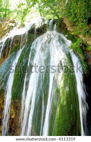 Mountain flow waterfall