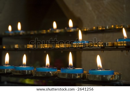 Some remembrance candles in an English church, make good background