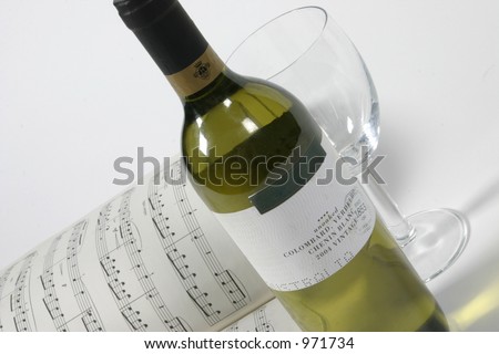 wine and sheet music