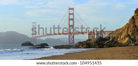 The Golden Gate Bridge is a suspension bridge spanning the Golden Gate, the opening of the San Francisco Bay into the Pacific Ocean.