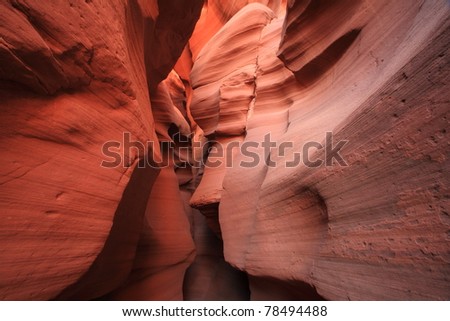Reflection of light off the walls in Antelope Canyon