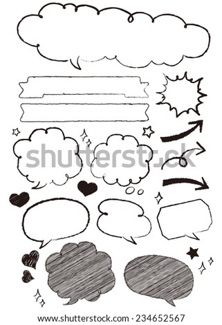 Hand-drawn speech bubbles set Vector Hand-drawn speech bubbles set Vector