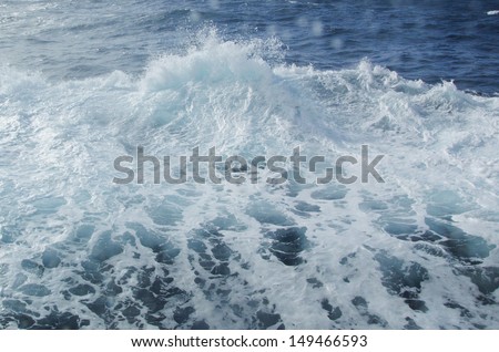 Rough sea in wake of boat
