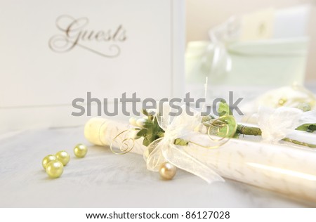 stock photo Wedding invitation in decorated test tube